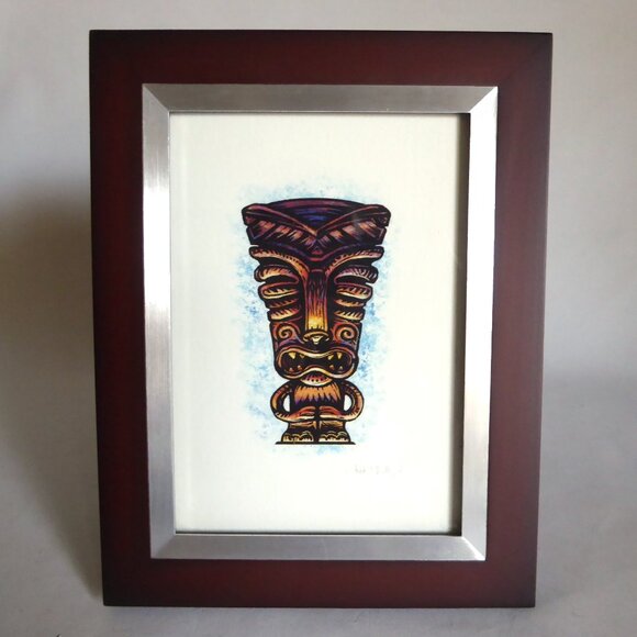 POLYNESIAN TIKI GOD MUG FRAMED ARTWORK PRINT BY CHET PHILLIPS (SIGNED) - Picture 1 of 8